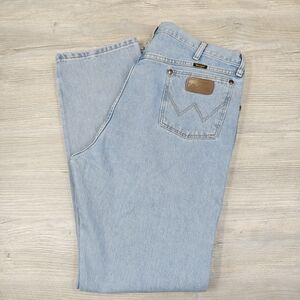 Vintage Wrangler 13MWZ Cowboy Cut Jeans 40x36 Light Wash Made Mexico USA Fabric